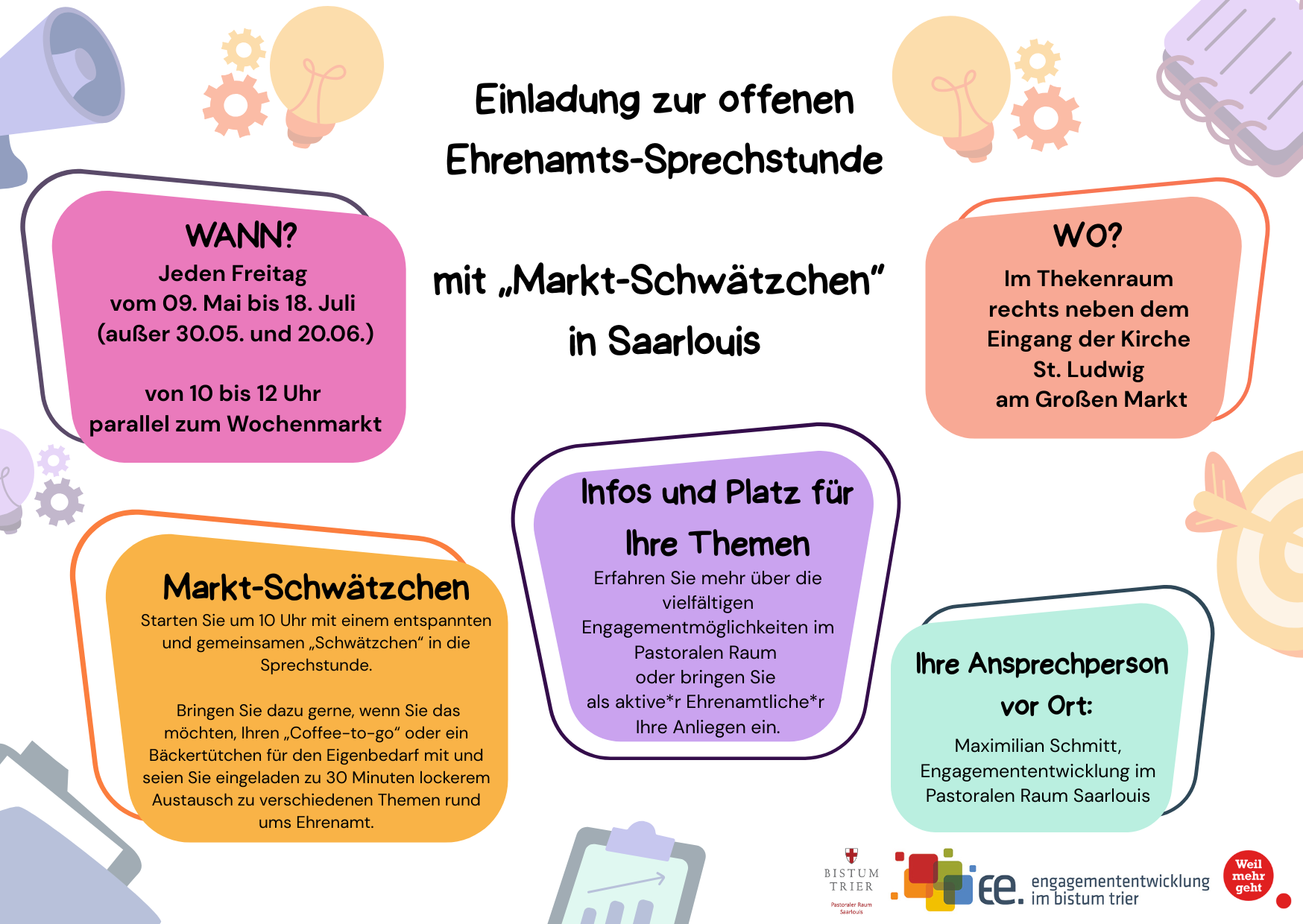 Einladung zur offenen Ehrenamts-Sprechstunde mit „Markt-Schwätzchen“ in Saarlouis