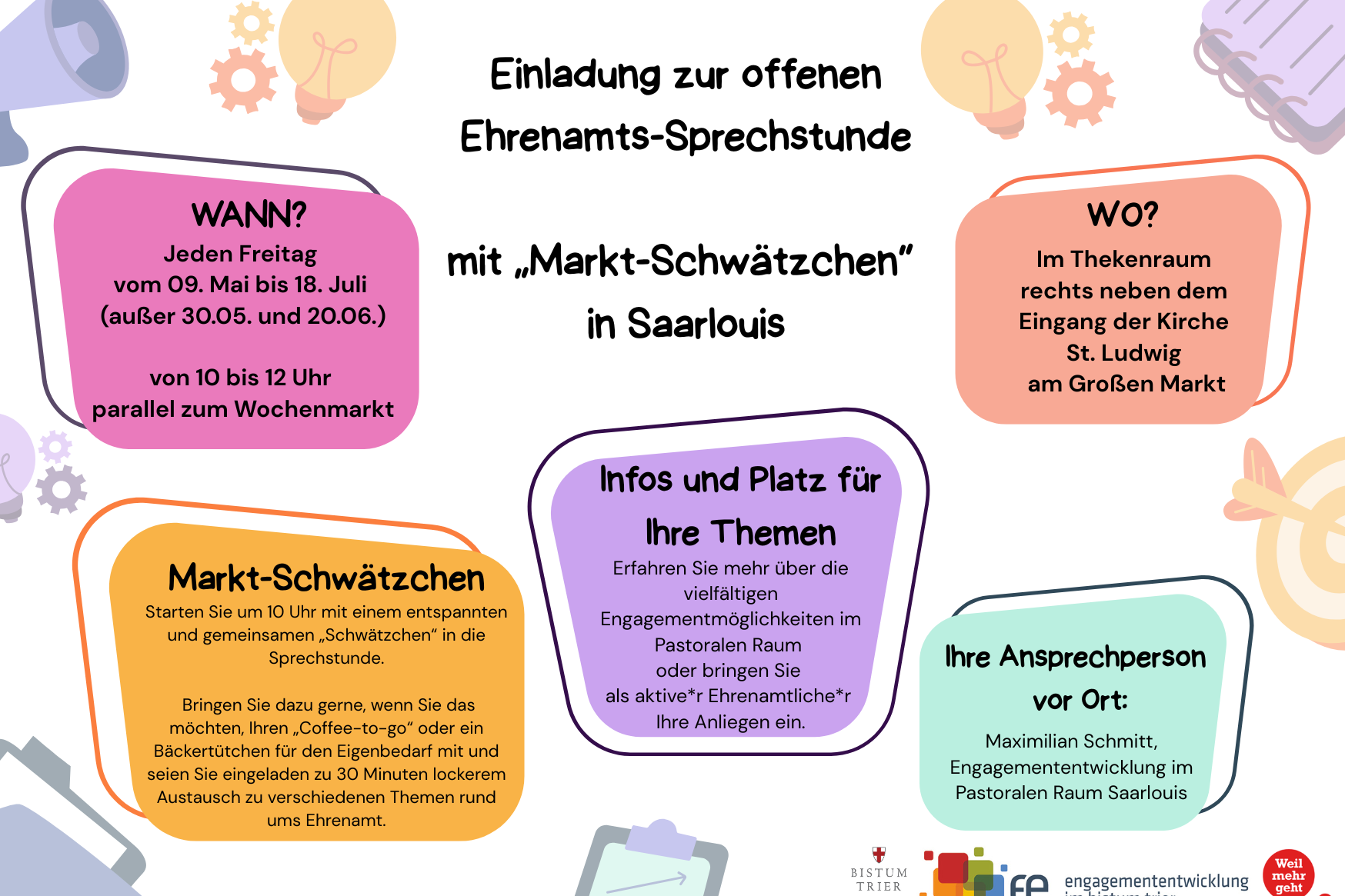 Einladung zur offenen Ehrenamts-Sprechstunde mit „Markt-Schwätzchen“ in Saarlouis
