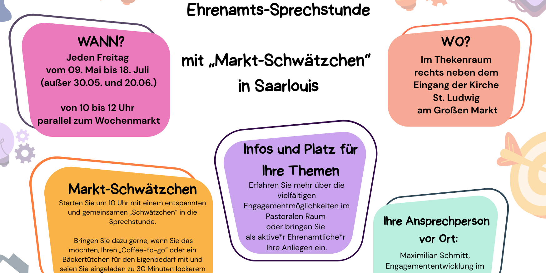 Einladung zur offenen Ehrenamts-Sprechstunde mit „Markt-Schwätzchen“ in Saarlouis